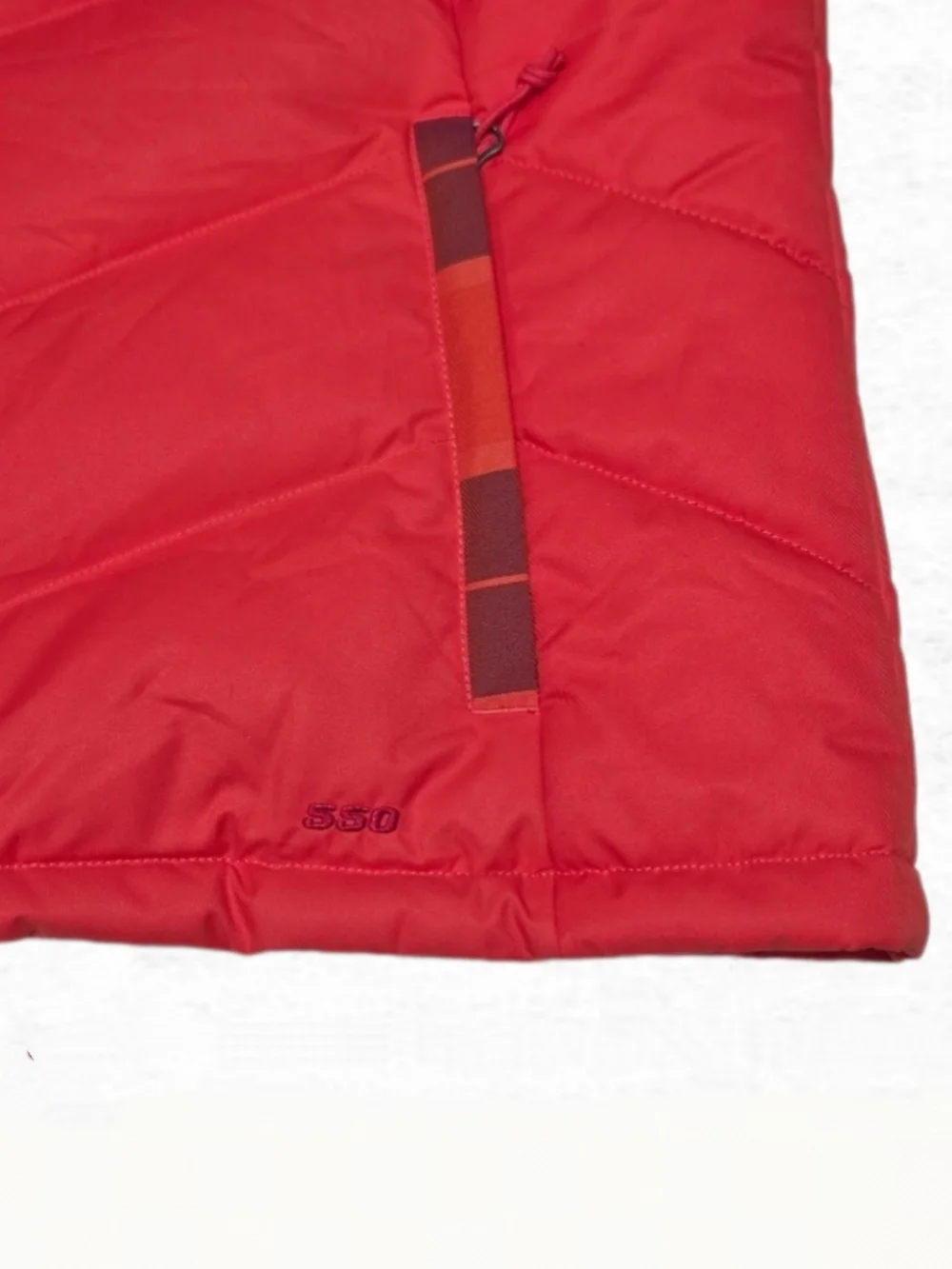 North Face Retro Plaid Vest Large Coral Red Orange Blue Down Puffer Womens Large